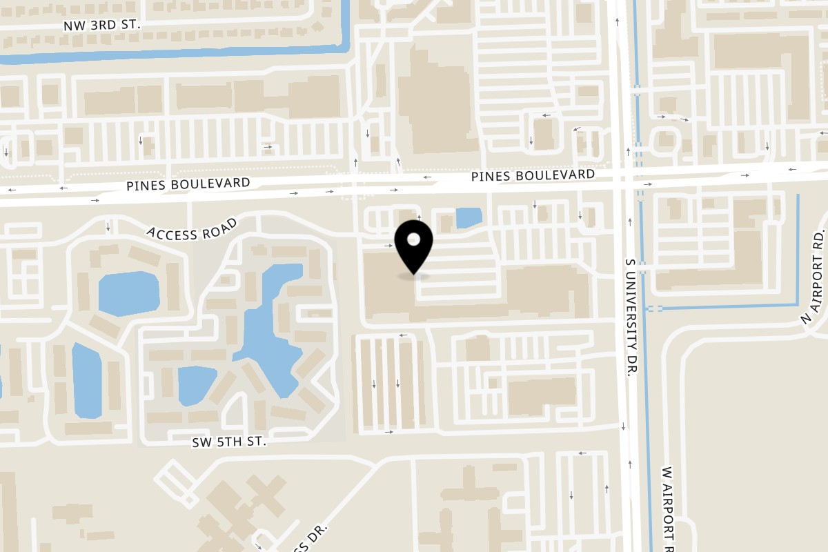 Map showing the location of Boneyard Pizza Co on 8358 Pines Blvd Suite 2 in Pembroke Pines